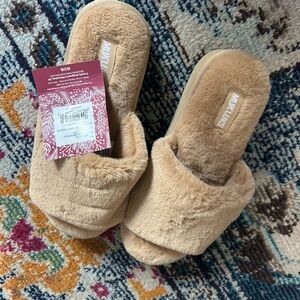 Muk Luks Tan Fuzzy Slippers